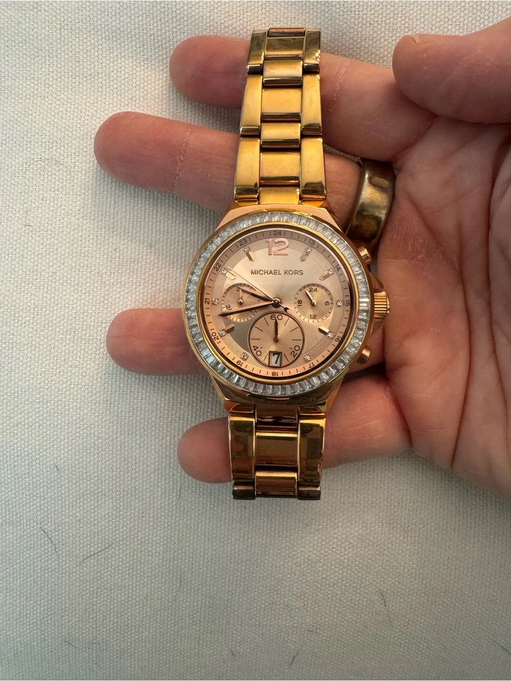 Michael Kors Gold-Tone Women’s Chronograph Watch with Rose Gold Dial